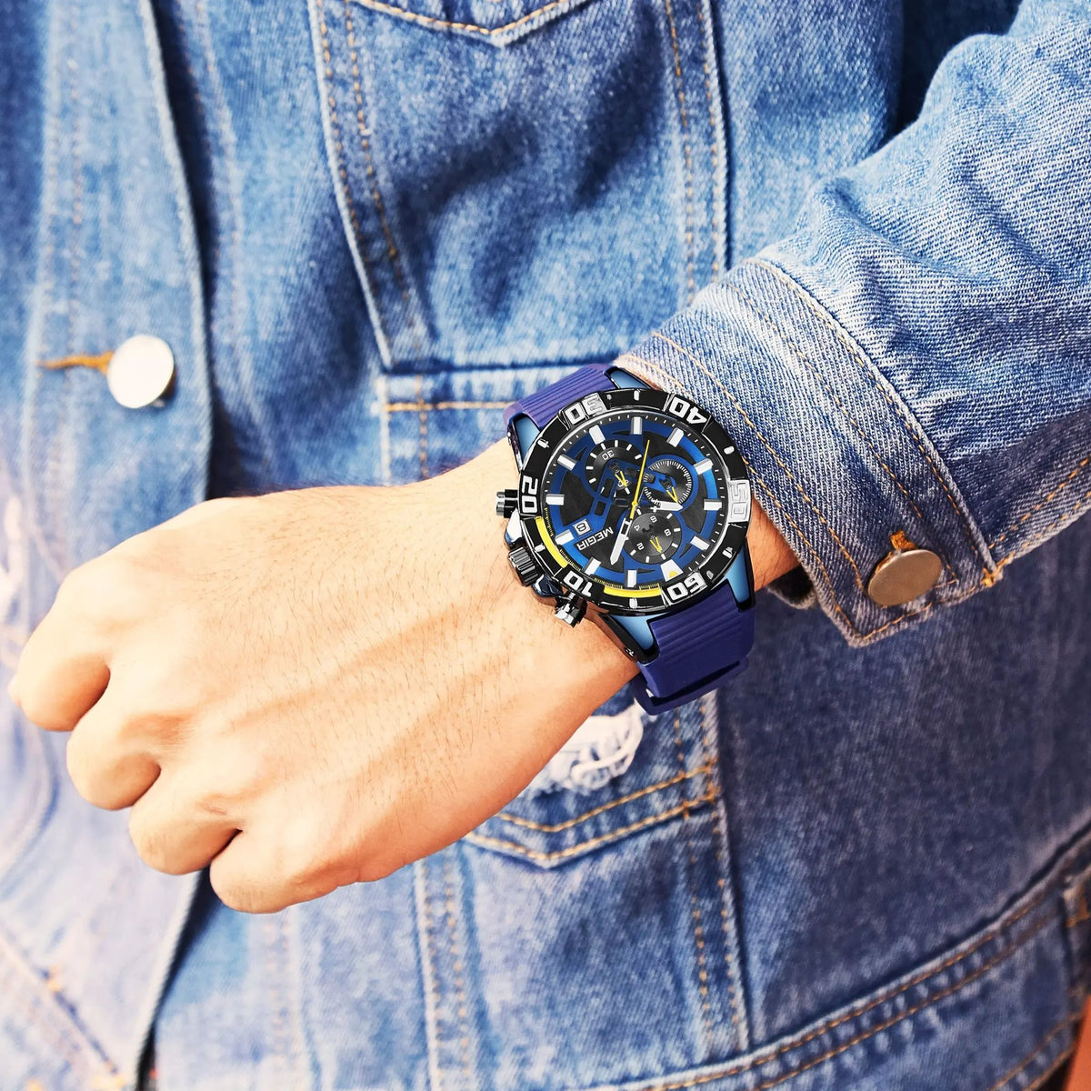 MEGIR Men Wristwatch Top Brand Luxury Silicone Strap Sport Watches Waterproof Luminous Quartz Clock Chronograph Reloj Hombre 2121 by MEGIR WATCH GROUP