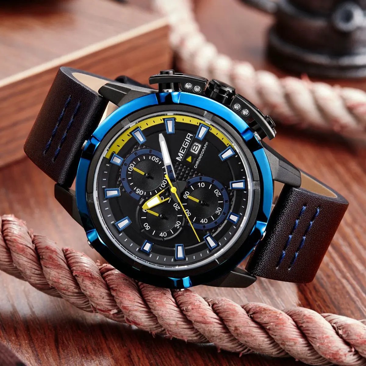 MEGIR Luxury Men's Watch Chronograph Fashion Sport Military Watches Waterproof Male Quartz Wristwatch Clock Montre Homme 2062 by MEGIR WATCH GROUP