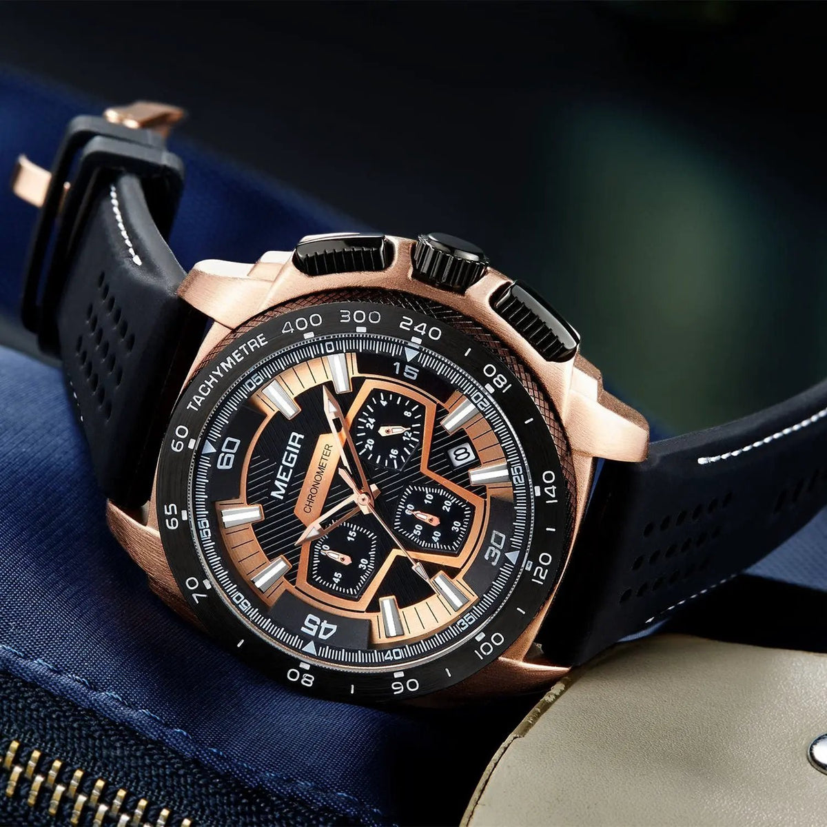 MEGIR Chronograph Men Sport Watches Fashion Silicone Strap Military Quartz Wristwatch Clock Relogio Masculino 2056 by MEGIR WATCH GROUP