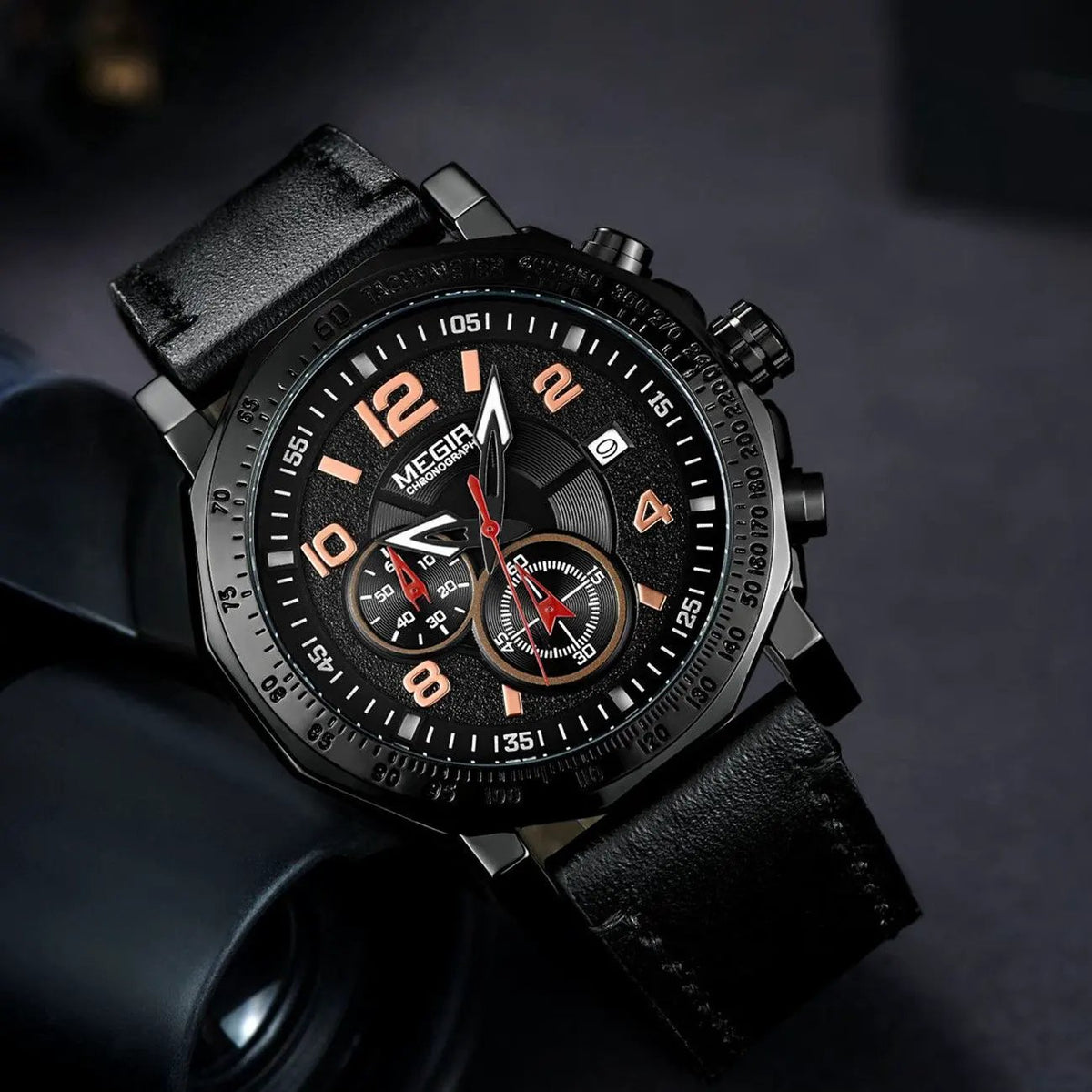 MEGIR Men's Sport Watch Large Dial Quartz Luminous Wristwatch Date Clock Fashion Relogio Masculino Leather Chronograph for Men 2048 by MEGIR WATCH GROUP
