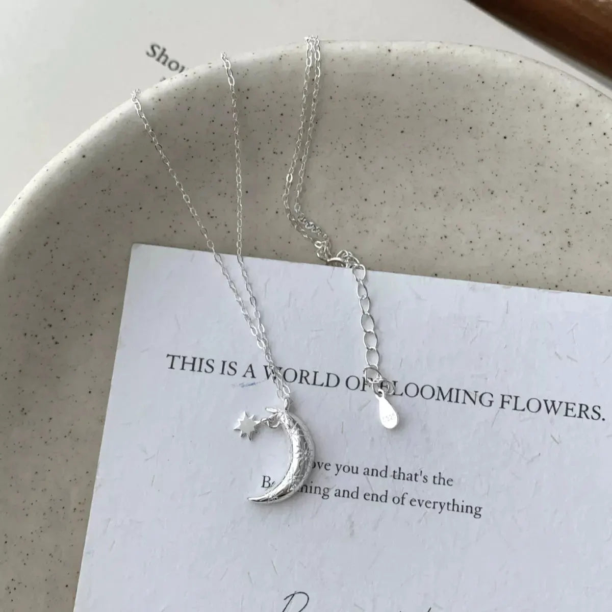 925 Sterling Silver Star Moon Necklace by Partner Labels