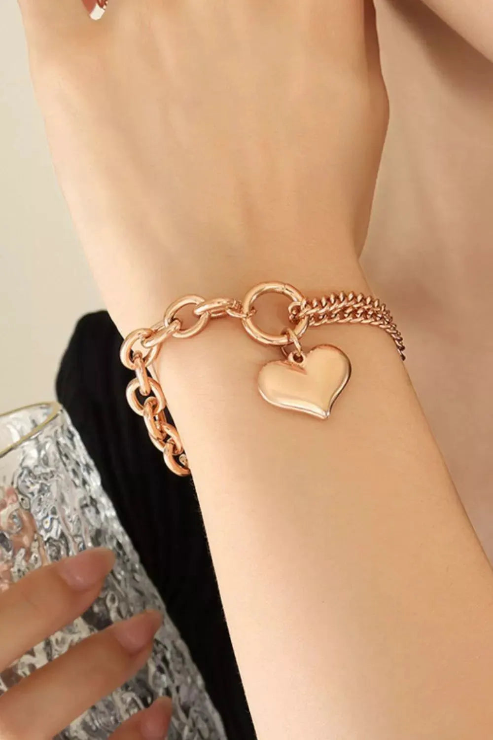 Half Chunky Chain Titanium Steel Bracelet by Partner Label