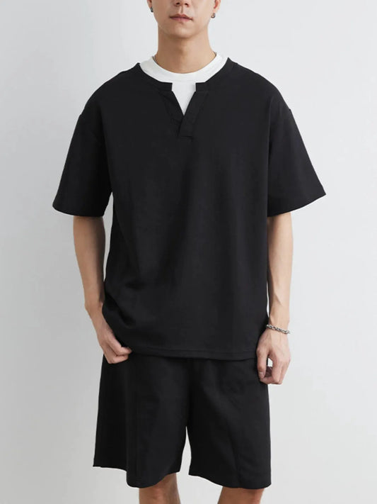 Men's Plus Size Half Sleeve Top and Shorts Set by Partner Label