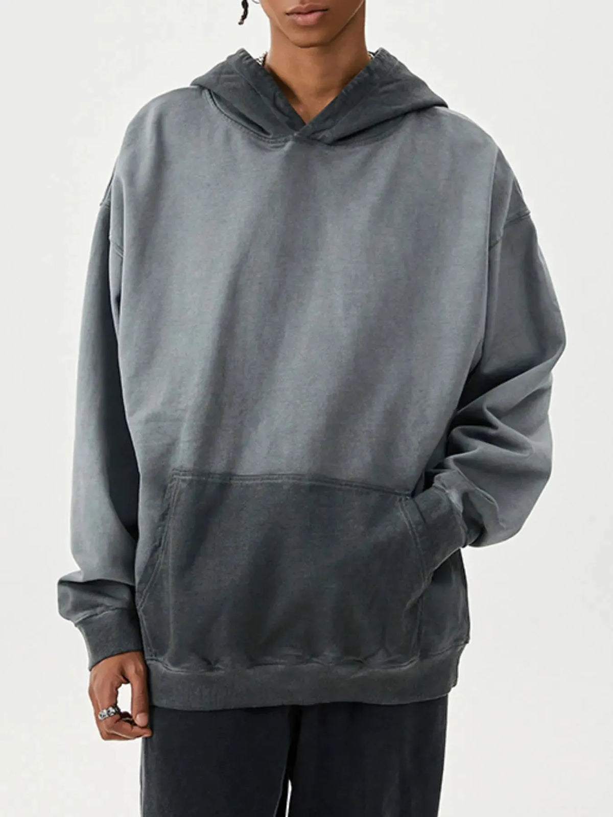 Men's Drop Shoulder Long Sleeve Hoodie by Trendsi