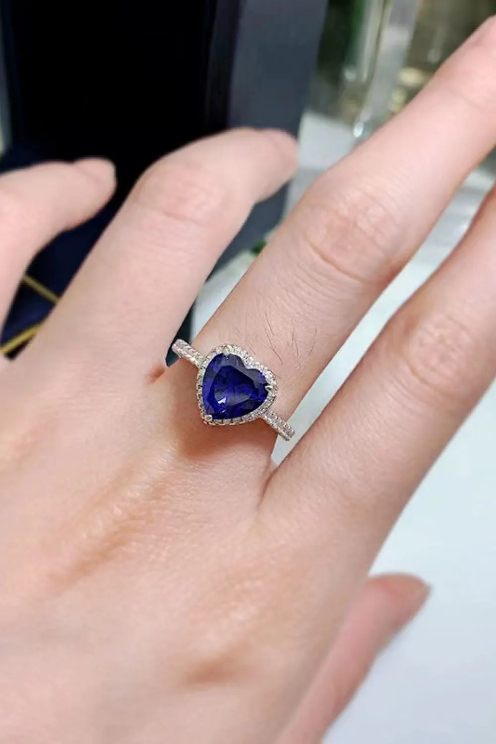2 Carat Moissanite Heart-Shaped Side Stone Ring by Partner Label