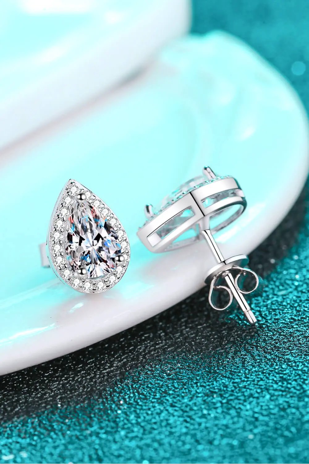 Moissanite Teardrop Stud Earrings by Partner Label