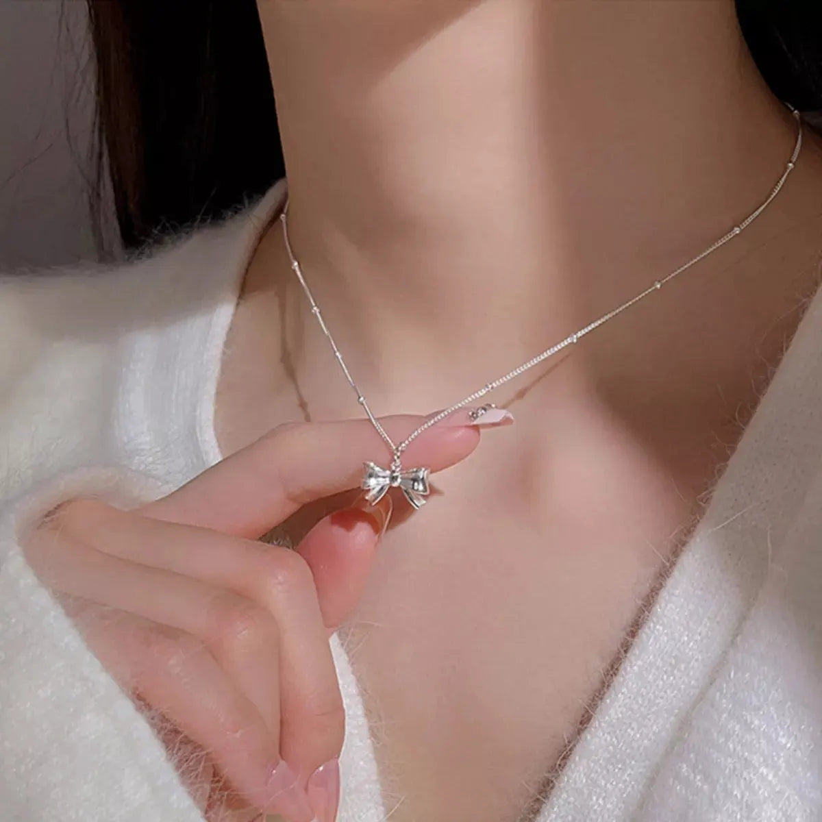925 Sterling Silver Bow Necklace by Partner Labels