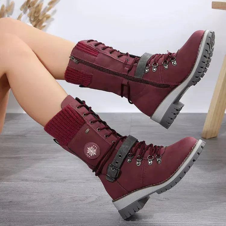 Lace Up Block Heel Boots by Partner Label