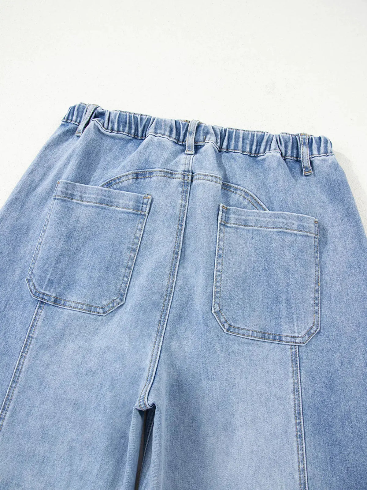 Wide Leg Drawstring Raw Hem Jeans by Partner Label