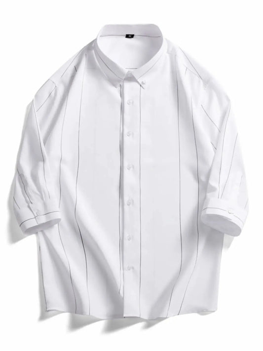 Men's Plus Size Stripe Button-Down Shirt by Trendsi