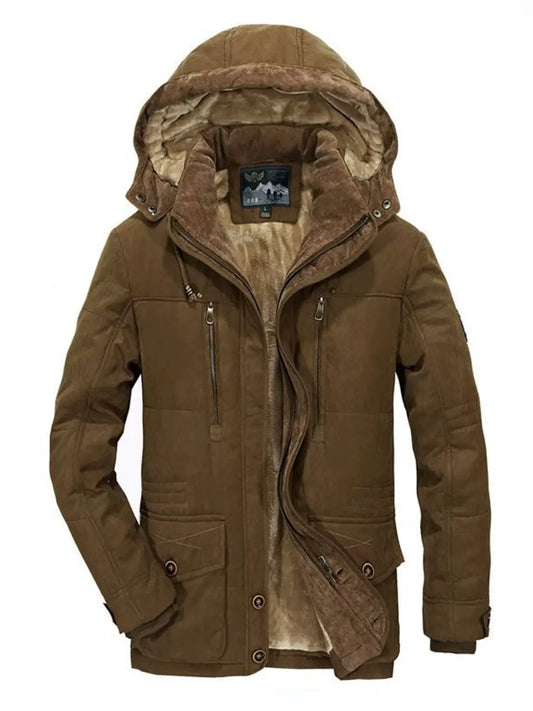 Men's Plus Size Winter Warm Hooded Parka Coat by Partner Label