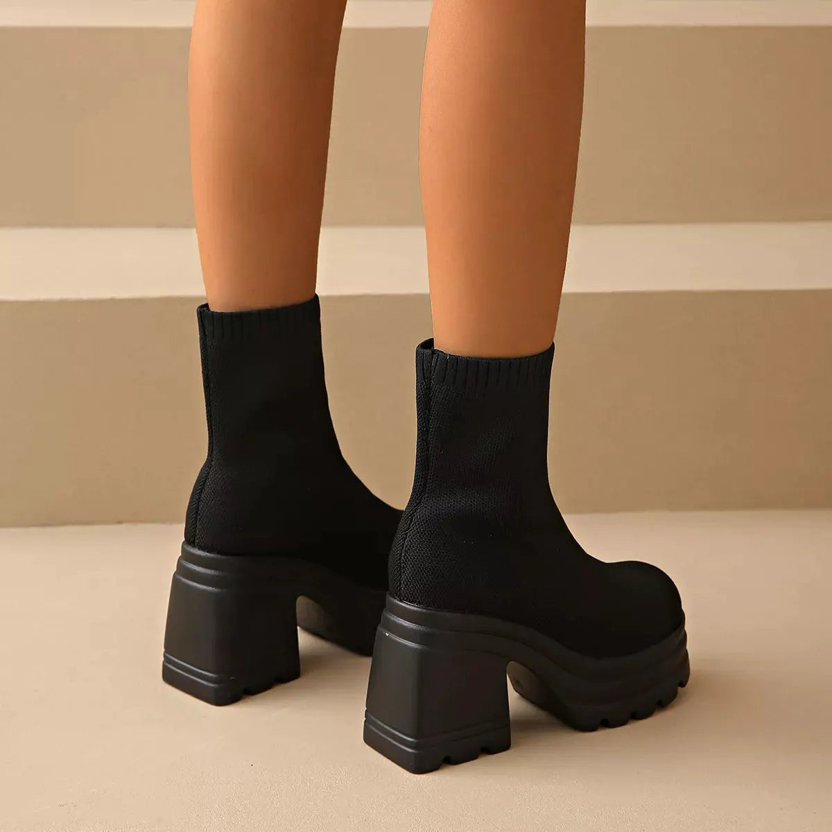 Round Toe Block Heels Boots by Partner Label