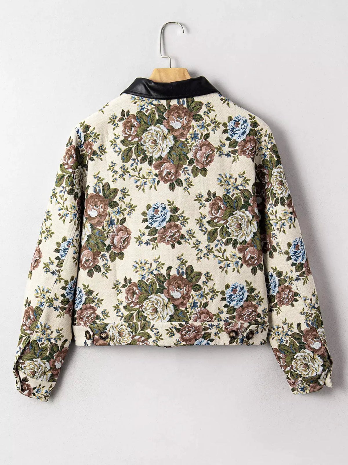 Floral Print Zip Up Contrast Collared Jacket by Partner Label