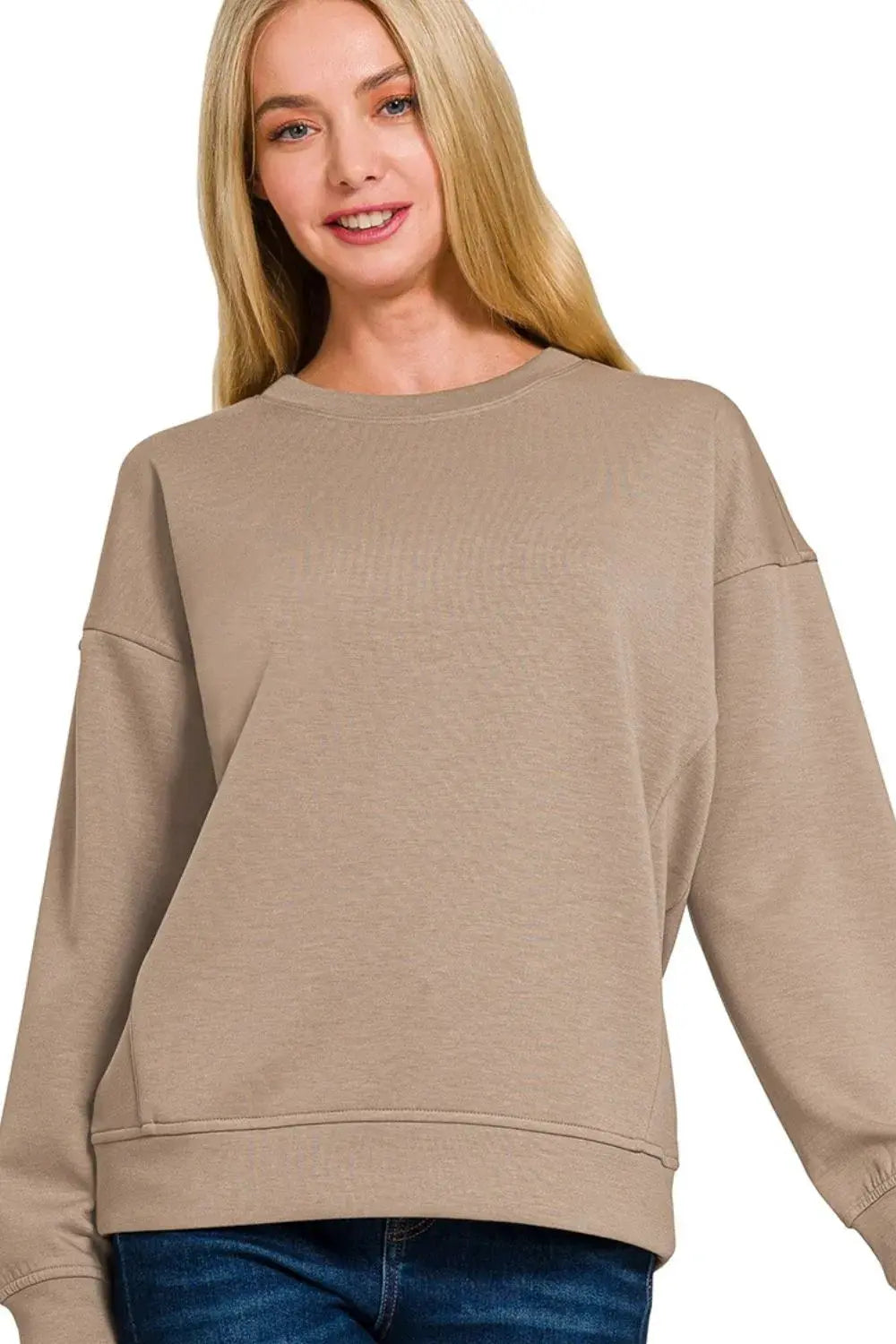 Zenana Scuba Round-neck Sweatshirts by Zenana