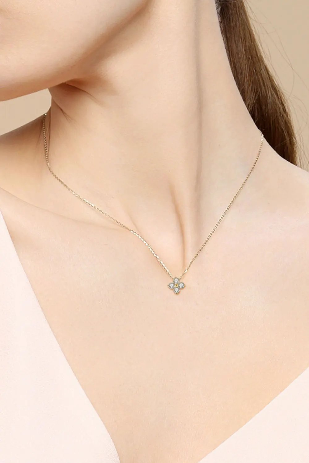 Moissanite Four Leaf Clover Pendant Necklace by Partner Label