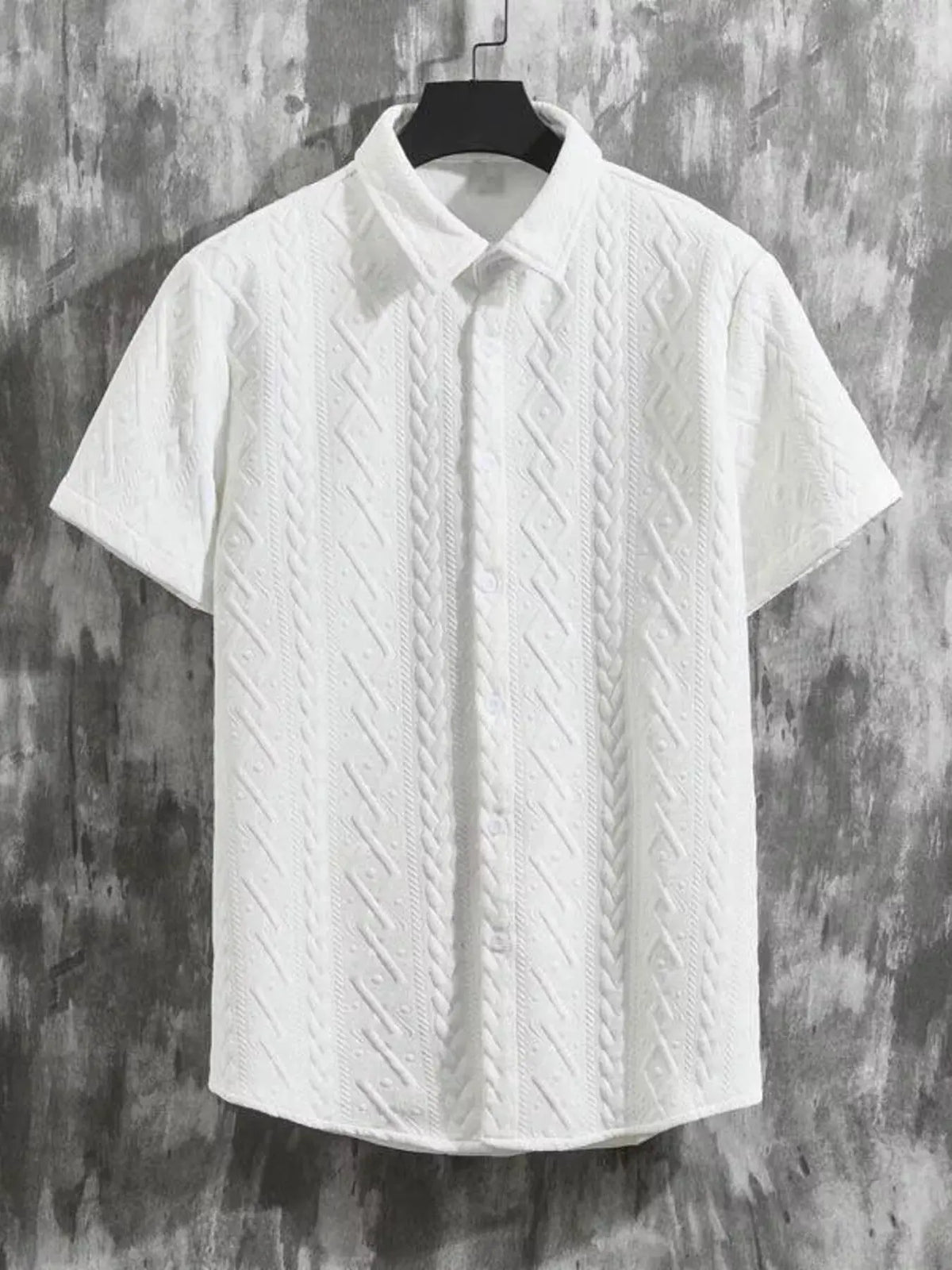 Men's Textured Knit Short Sleeve Polo & Shorts Set by Trendsi
