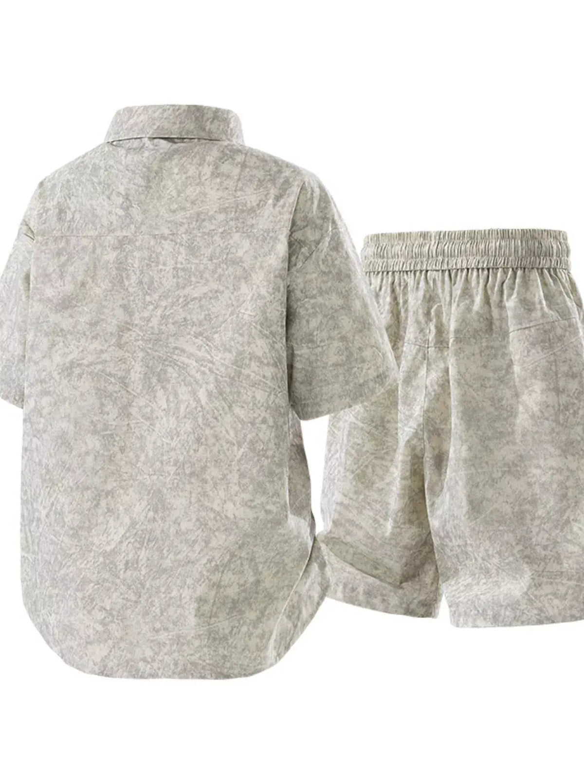 Men's Plus Size Lightweight Textured Short Sleeve Shirt and Shorts Set by Trendsi