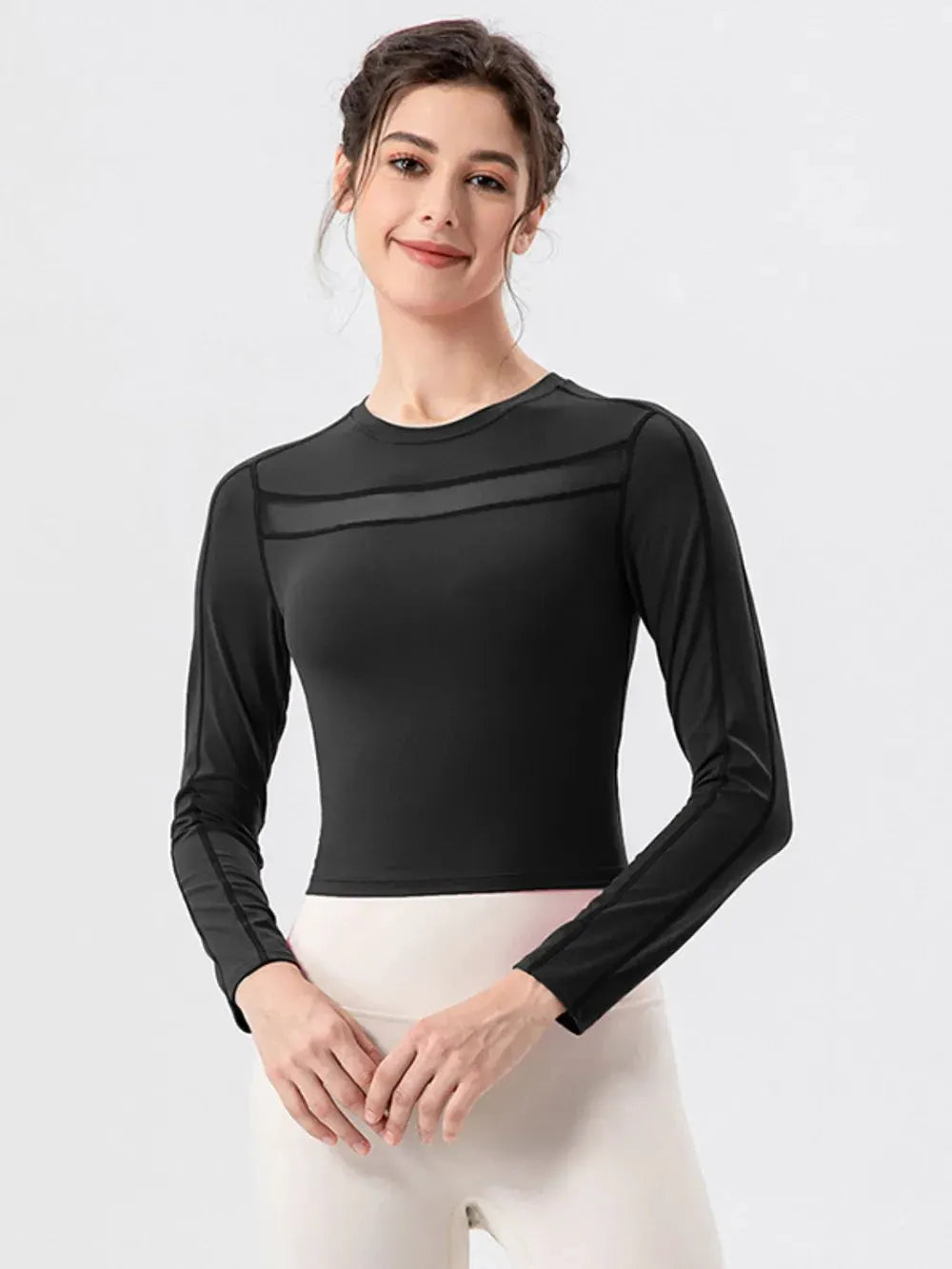 Round Neck Long Sleeve Active T-Shirt by Partner Label
