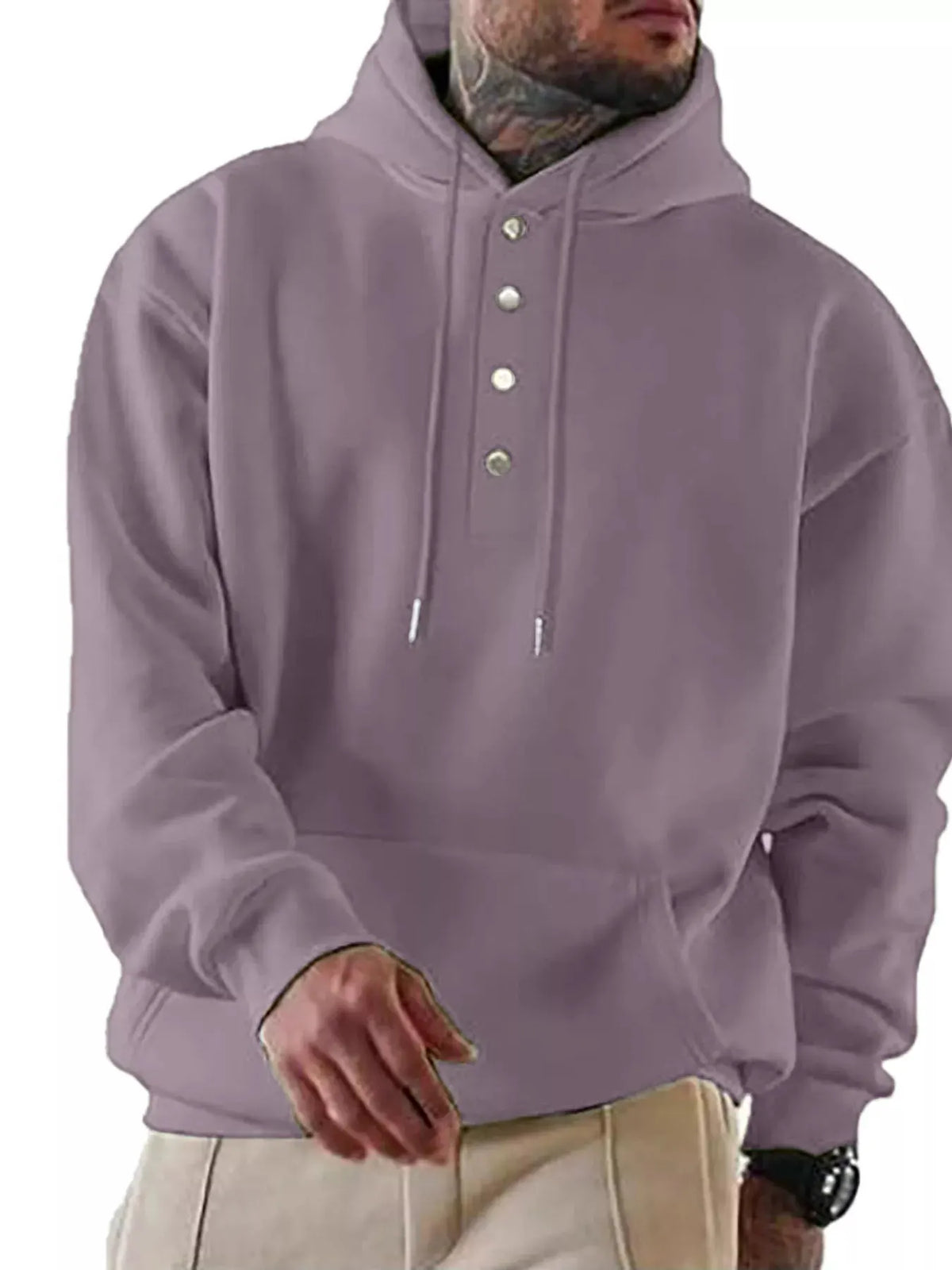 Men's Full Size Drawstring Kangaroo Pocket Hoodie Plus Size by Partner Label