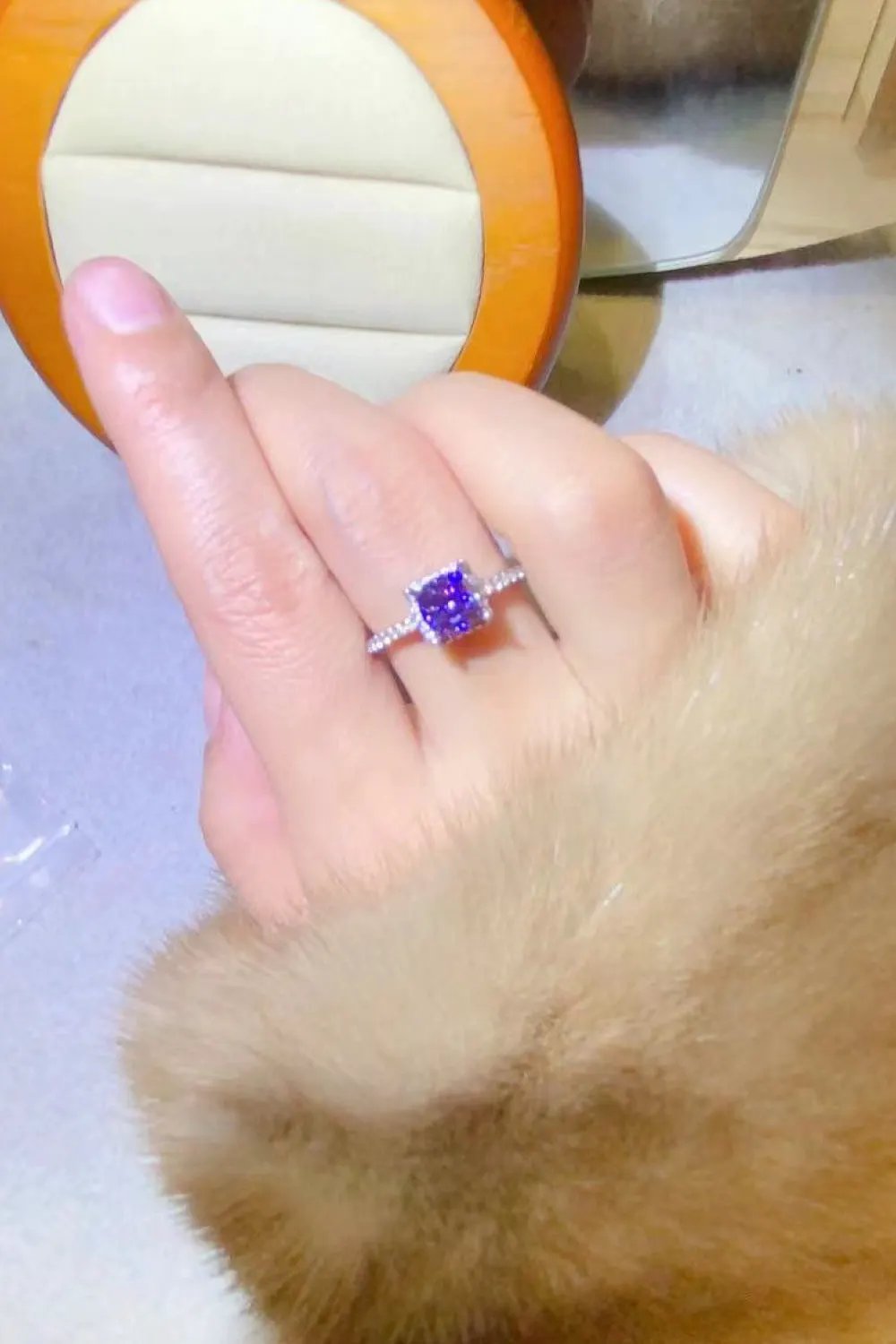 1 Carat Moissanite Platinum-Plated Square Ring by Partner Label