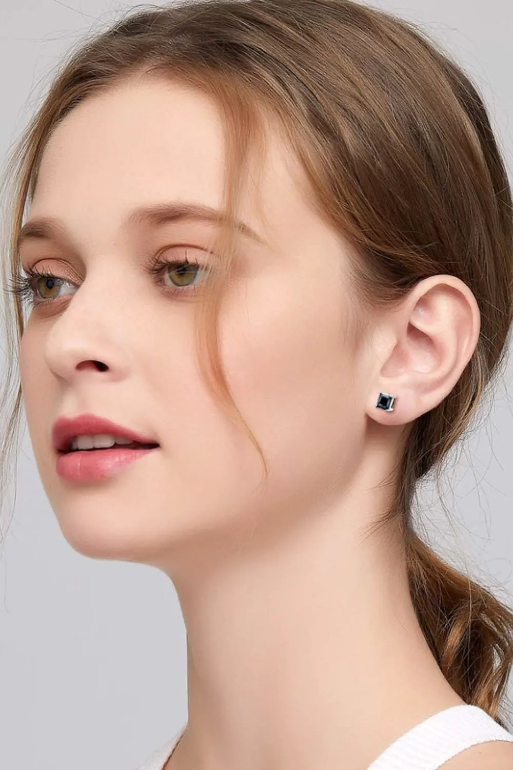 925 Sterling Silver Square Moissanite Stud Earrings by Partner Label