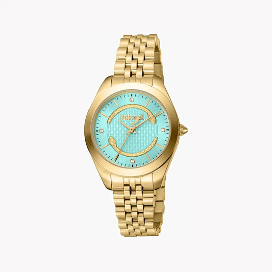 Just Cavalli Women's Gold Stainless Steel Watch, Turquoise Dial | Jc1l210m0465 by JUST CAVALLI