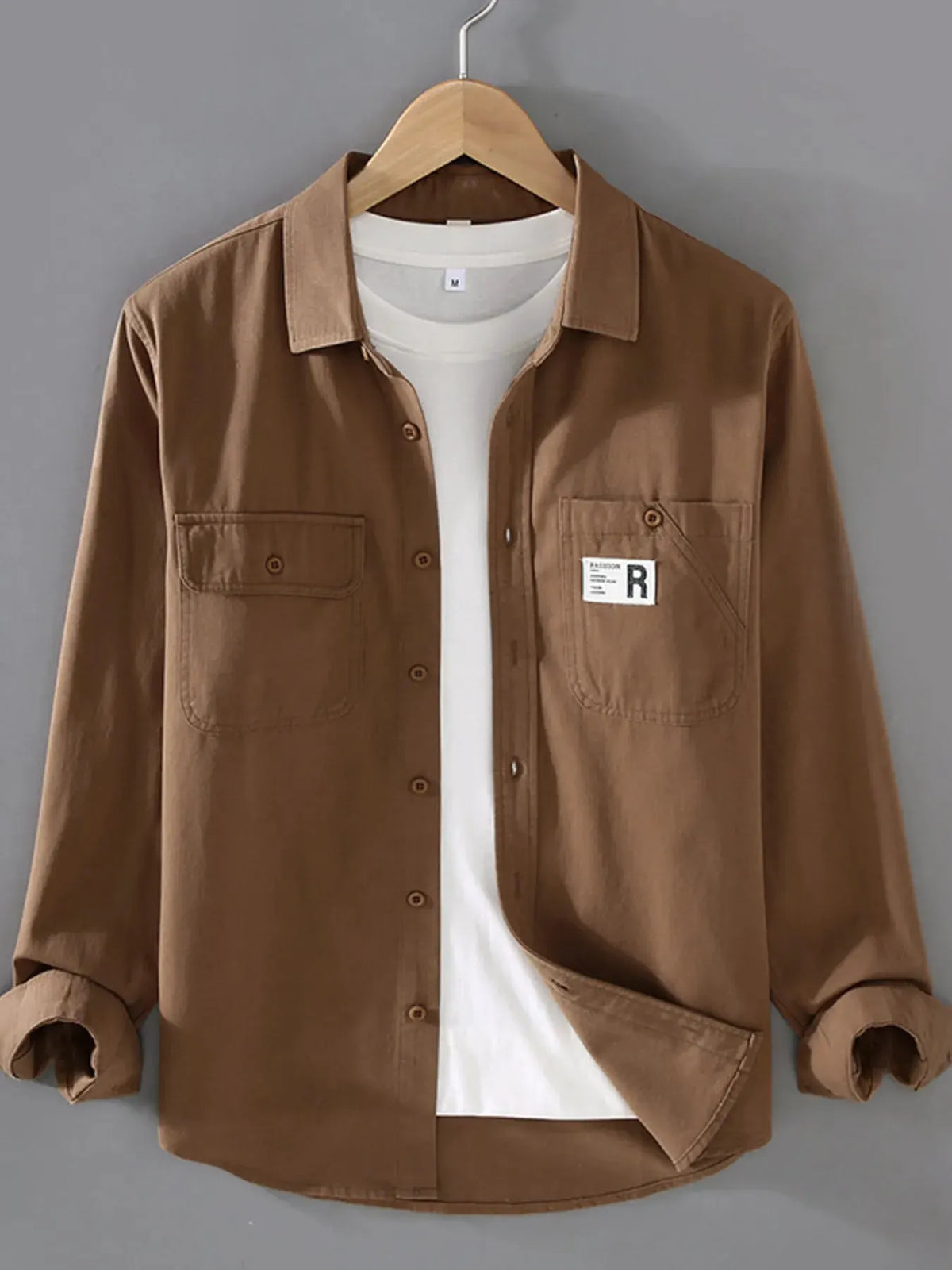 Men's Plus Size Casual Long-Sleeve Shirt by Trendsi