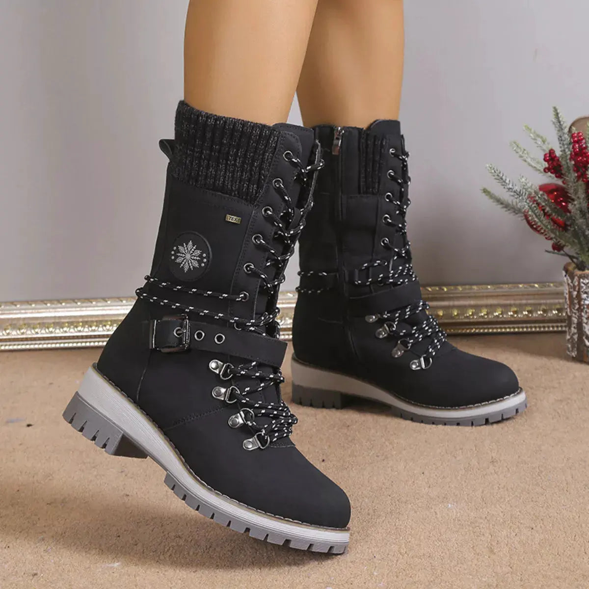 Lace Up Block Heel Boots by Partner Label