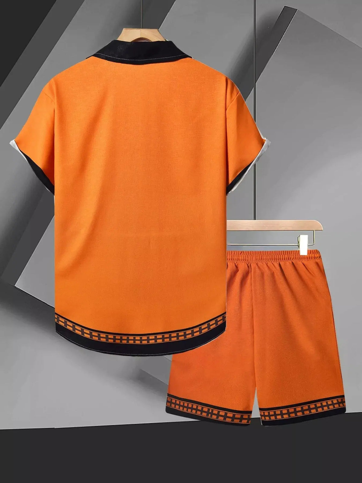 Men's Tropical Palm Tree Print Short Sleeve Shirt and Shorts Set by Trendsi