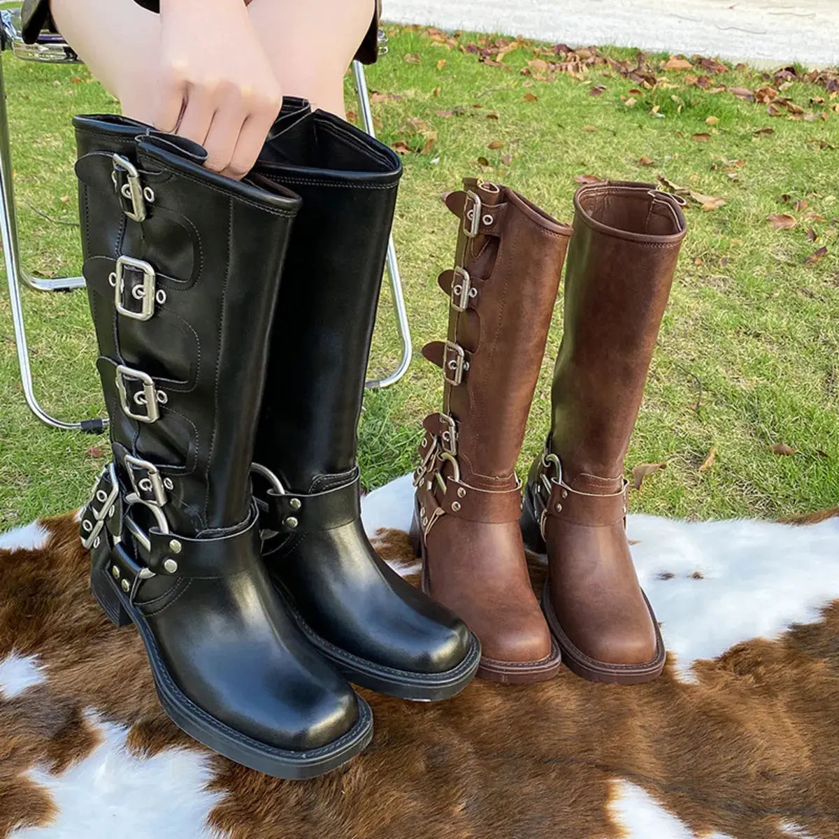 Round Toe Block Heels Boots by Partner Label