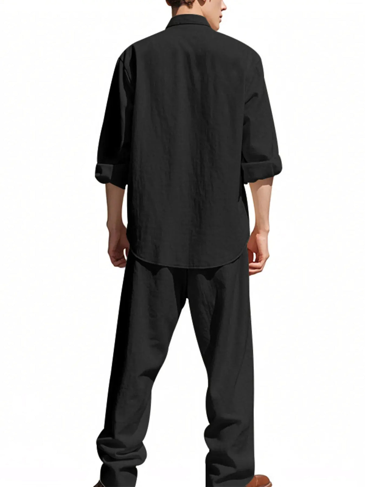 Men's Full Size Button Up Shirt and Pants Set Plus Size by Trendsi