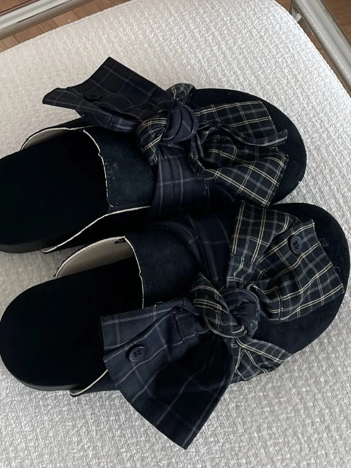 Bow-Knot Plaid Comfort Slip-Ons by Partner Label