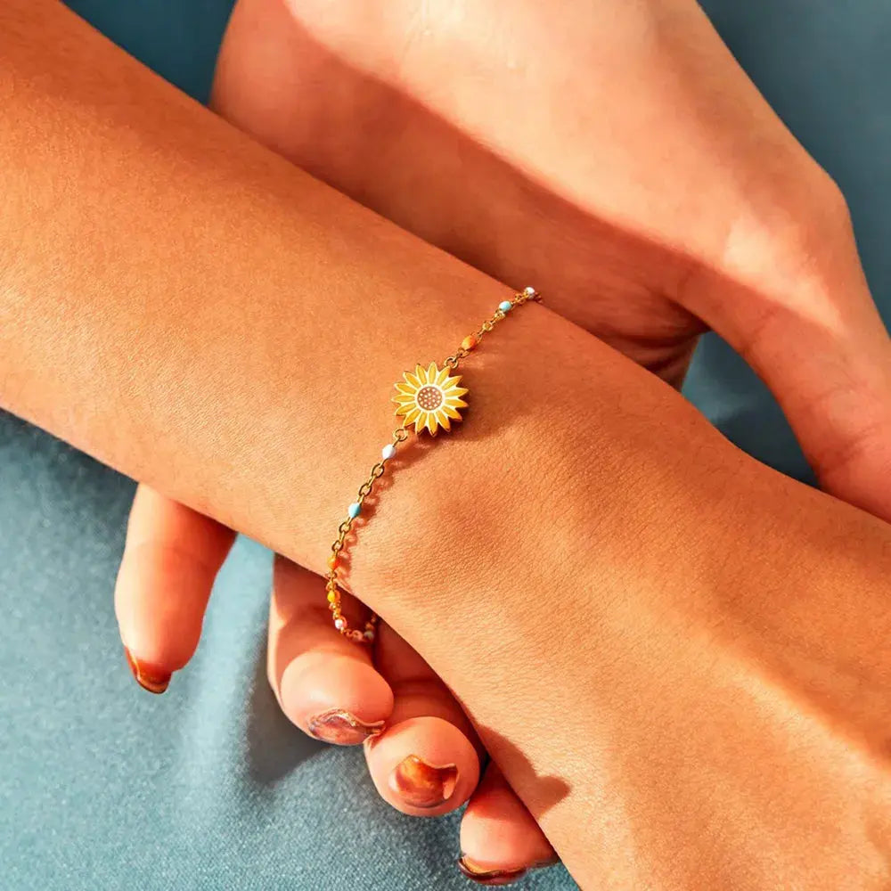 Sunflower Shape 18K Gold-Plated Bead Bracelet by Partner Label