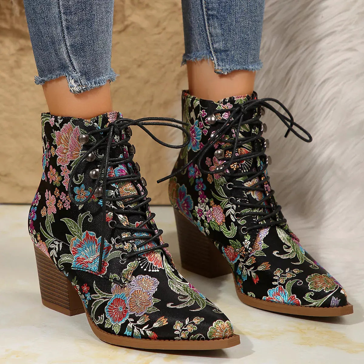 Point Toe Block Heels Boots by Partner Label
