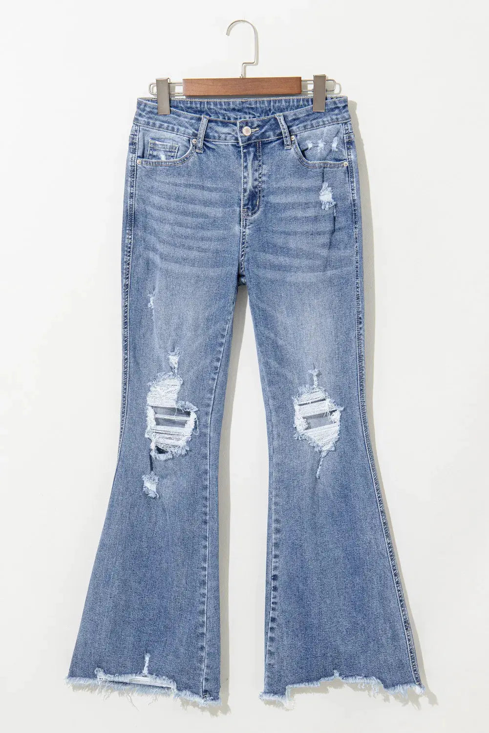 Distressed Raw Hem Bootcut Jeans by Partner Label
