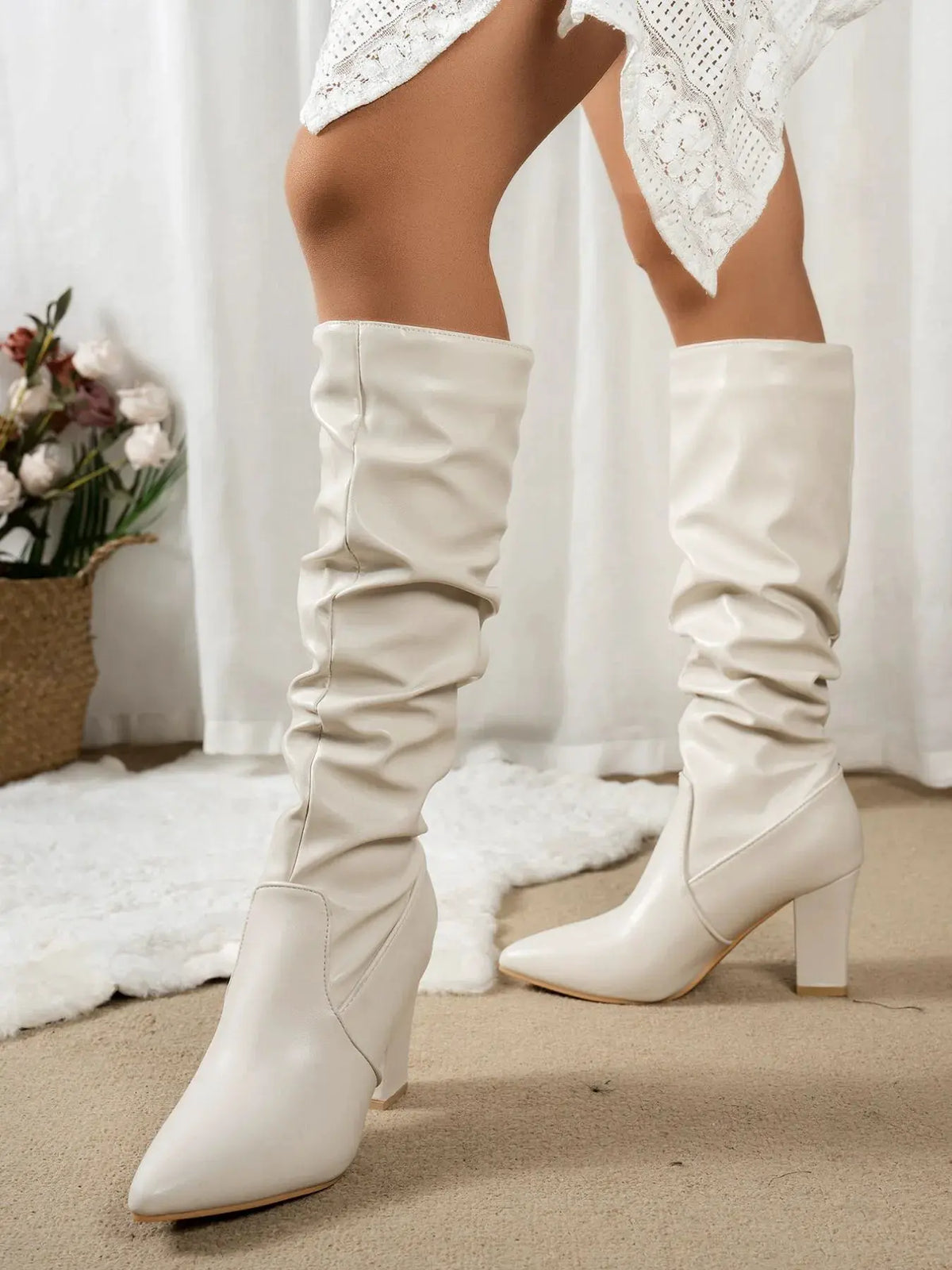 Point Toe Block Heels Boots by Partner Label