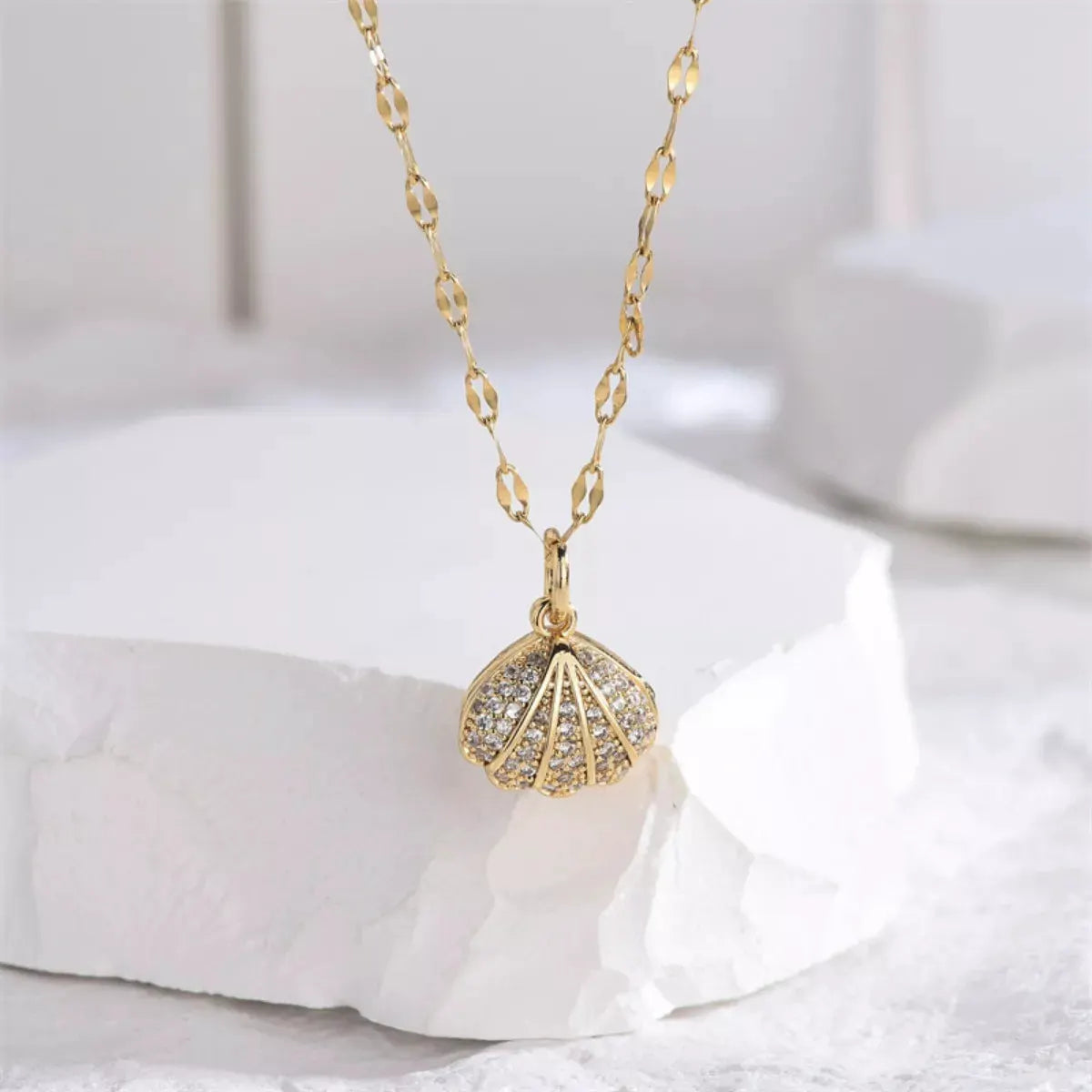 18K Gold-Plated Pearl Shell Necklace by Partner Labels