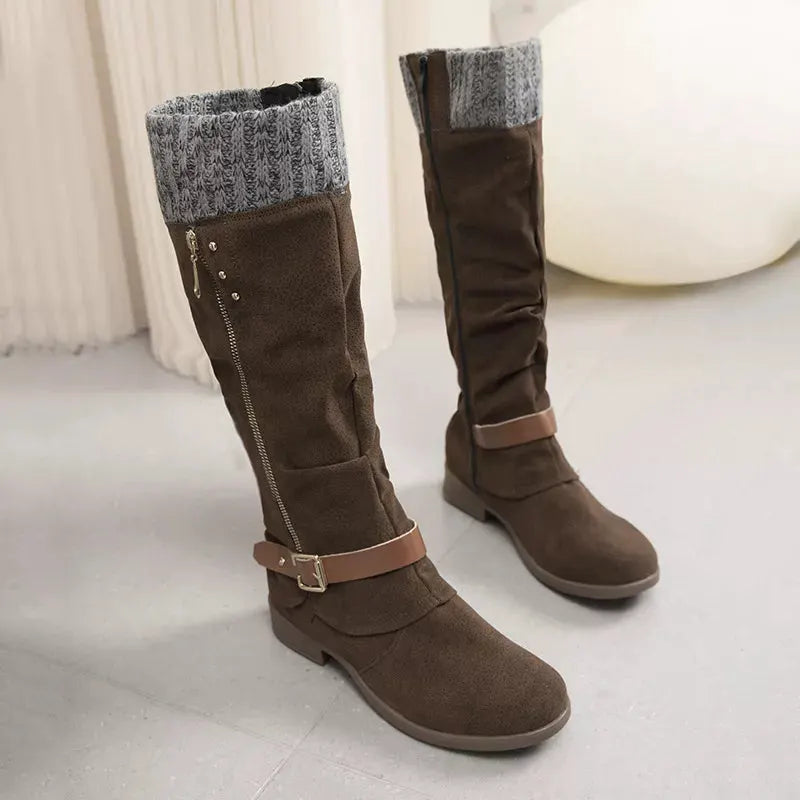 Knee High Slouch Boots with Knit Cuff by Partner Label