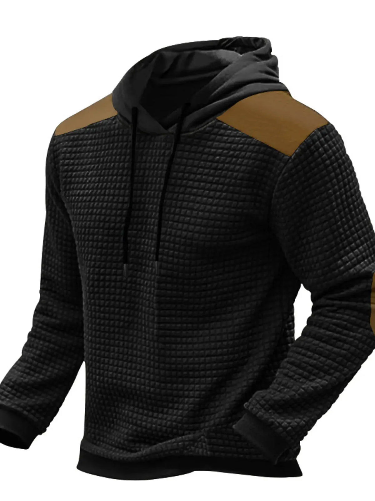 Men's Full Size Drawstring Contrast Shoulder Panels Hoodie Plus Size by Partner Label