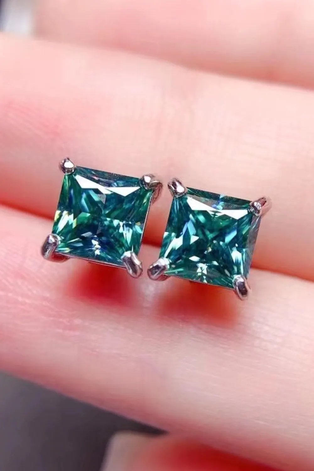 2 Carat Square Moissanite Four-Prong Earrings by Partner Label