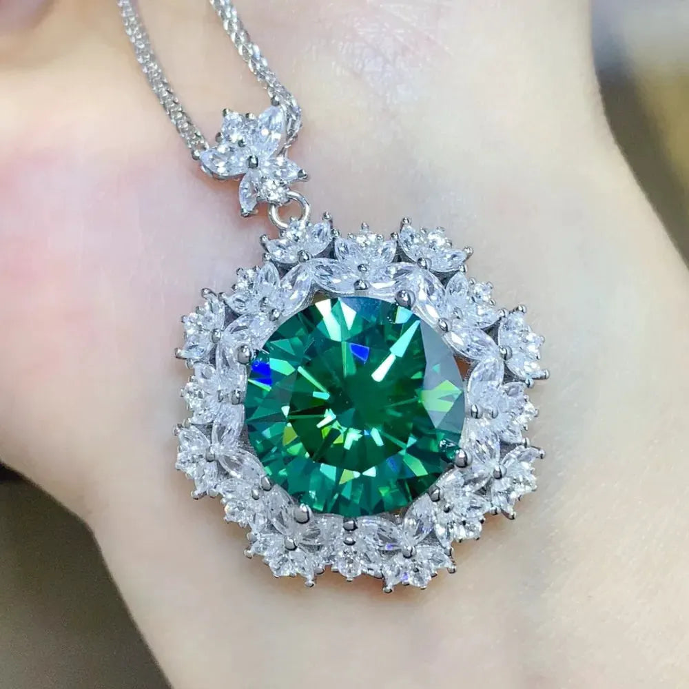 10 Carat Moissanite 925 Sterling Silver Pendant Necklace by Partner Labels