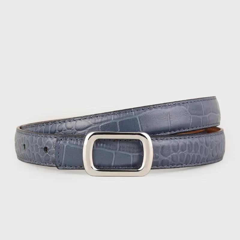 Crocodile Embossed Leather Belt by Trendsi