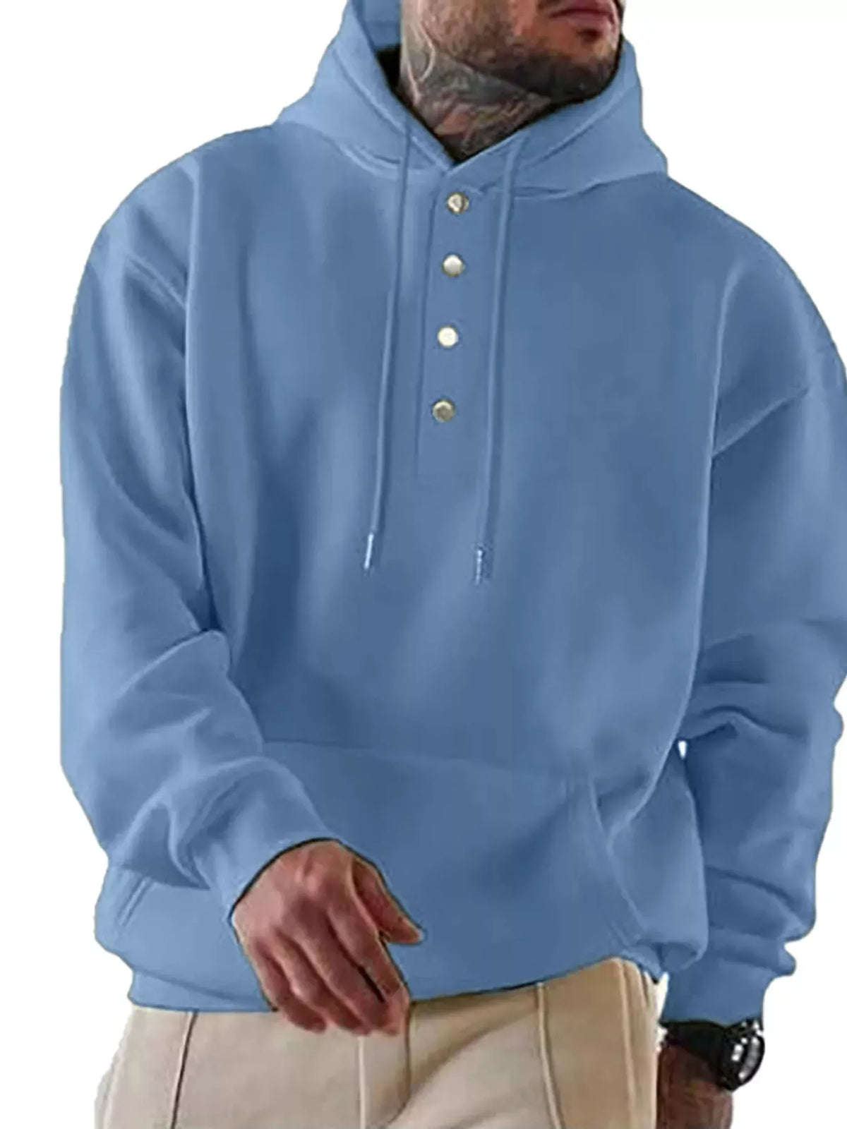 Men's Full Size Drawstring Kangaroo Pocket Hoodie Plus Size by Partner Label