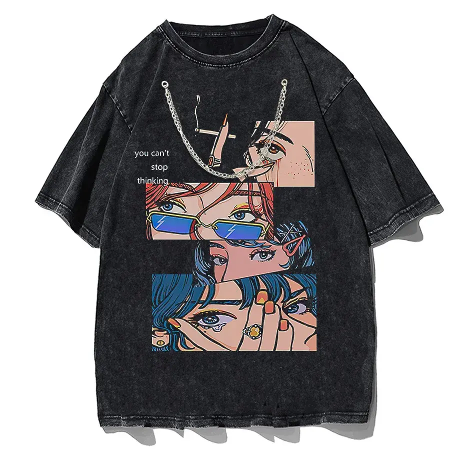 Harajuku Hip Hop Streetwear Anime Cartoon T-Shirt Men Loose Y2K Tee by Vimost Shop