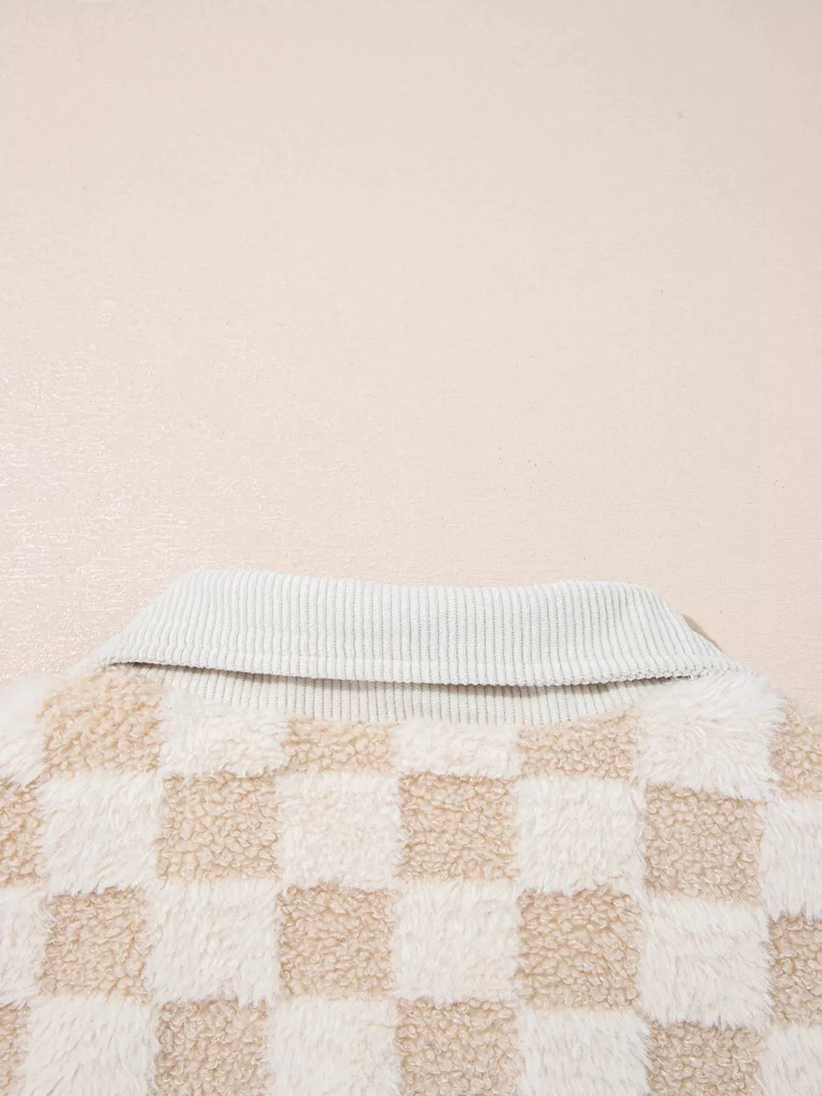 Checker Sherpa Corduroy Patchwork Zip Up Jacket by Partner Label