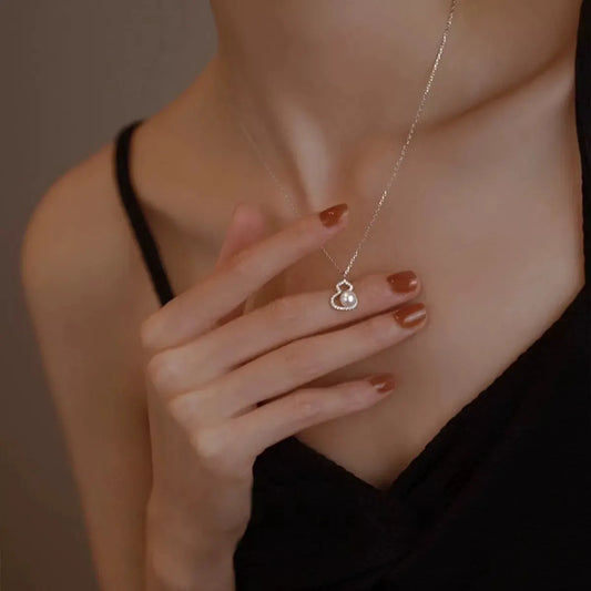 925 Sterling Silver Gourd Pearl Necklace by Partner Label
