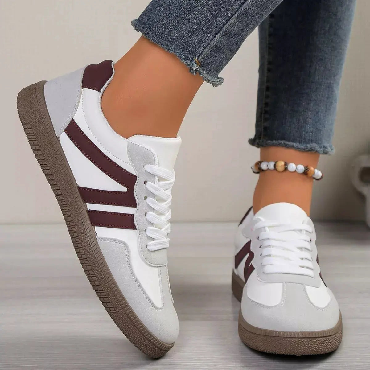 Striped Lace‑Up Casual Sneakers | Partner Labels Selection by Partner Label