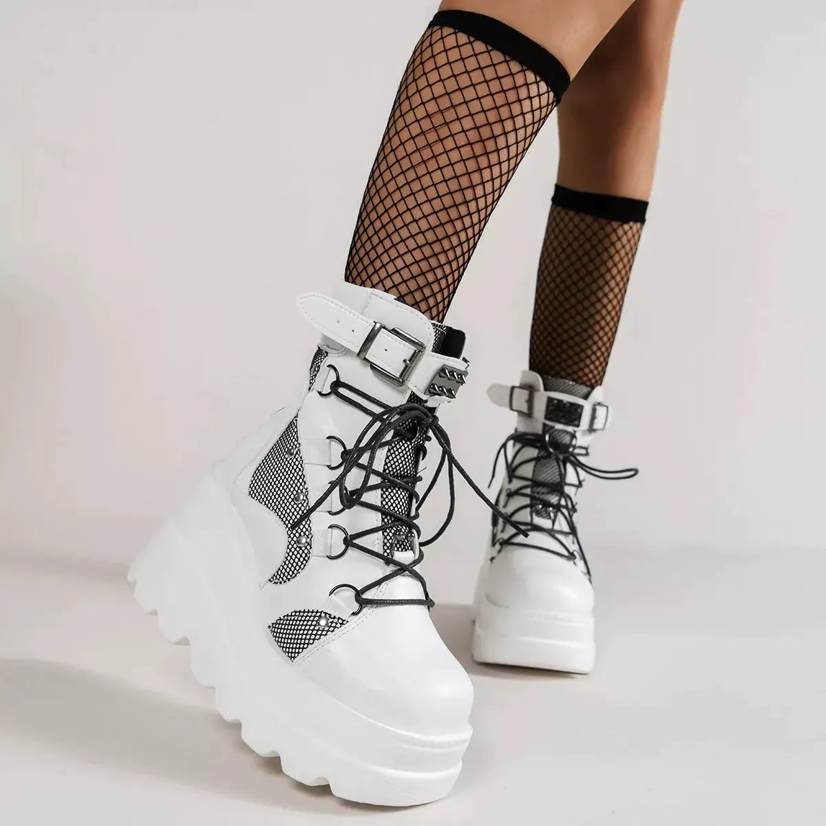 Lace Up Platform Wedge Boots by Partner Label