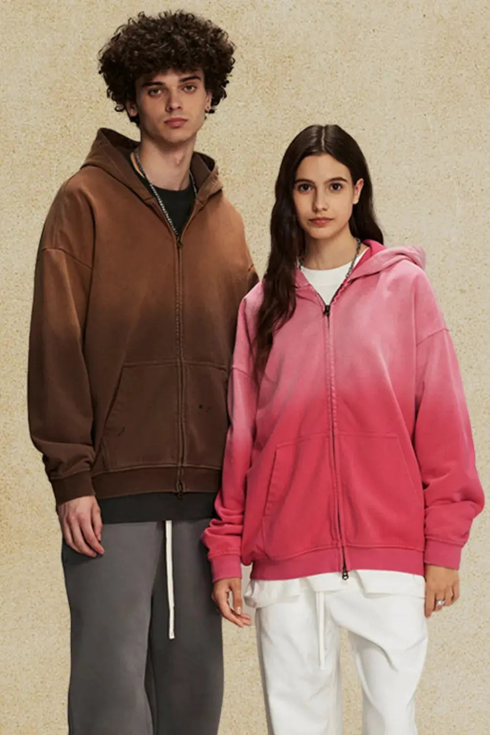Men's Gradient Zip Up Drop Shoulder Hoodie by Partner Label