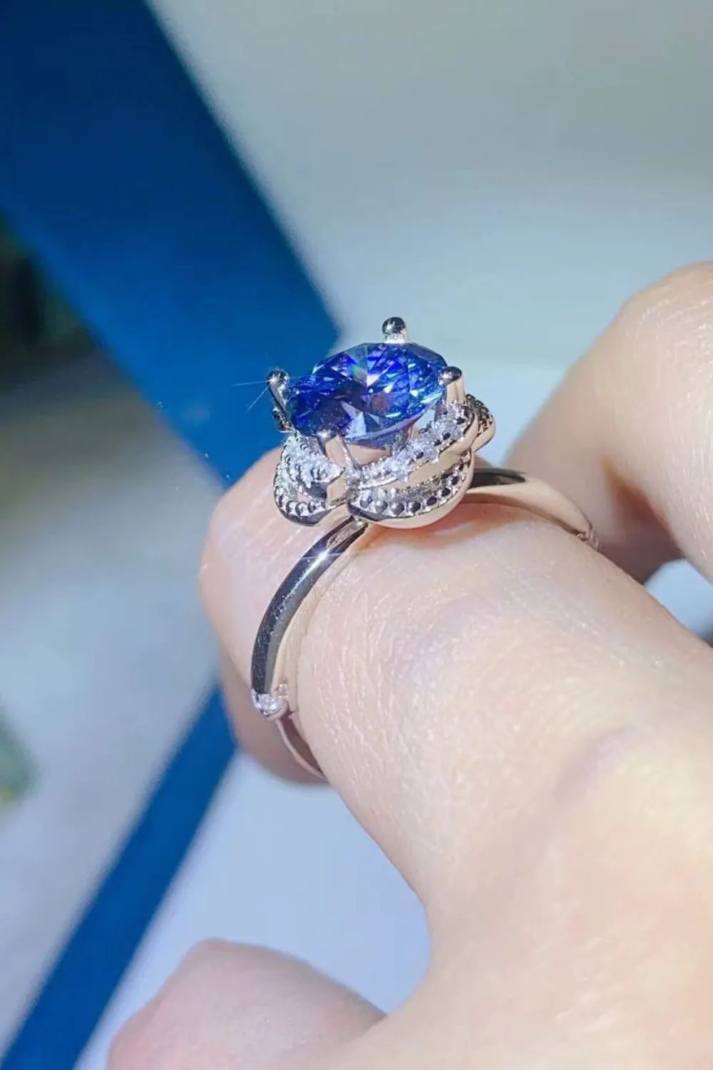 2 Carat Moissanite Contrast 925 Sterling Silver Ring by Partner Label